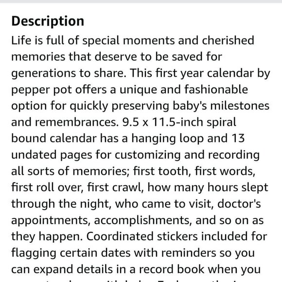 Pepper Pot Baby's First Year Calendar, Circus Pals - Picture 9 of 12